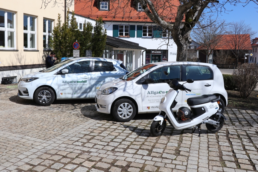 Die Fahrzeuge für den Elektro-Fahrzeug-Flottentest im Rahmen von AllgaEu-mobil