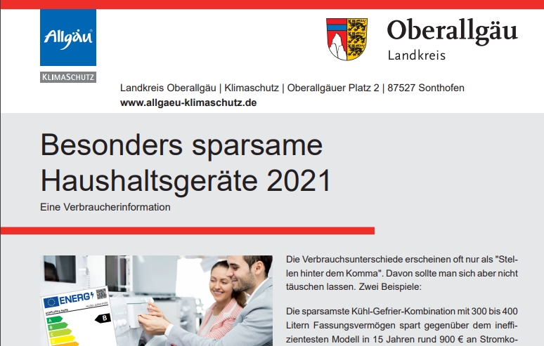 Broschüre Besonders sparsame Haushaltsgeräte Broschüre Besonders sparsame Haushaltsgeräte